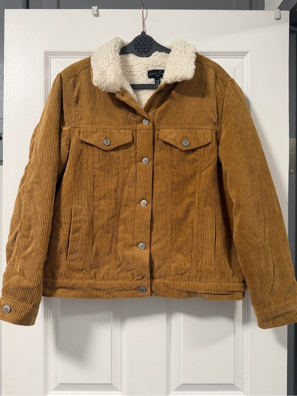 Love Tree Corduroy Sherpa Lined Trucker Jacket Brown Women’s Large
